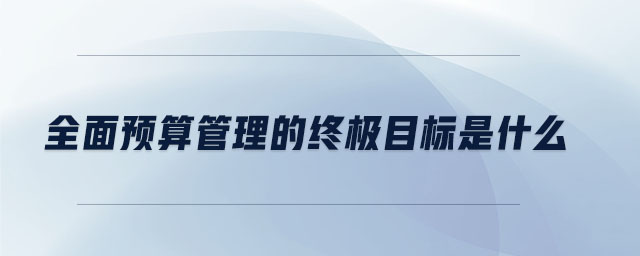 全面預算管理的終極目標是什么