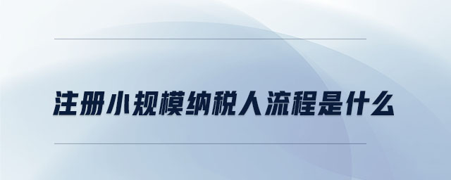注冊小規模納稅人流程是什么