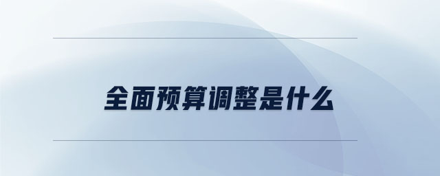 全面預算調整是什么