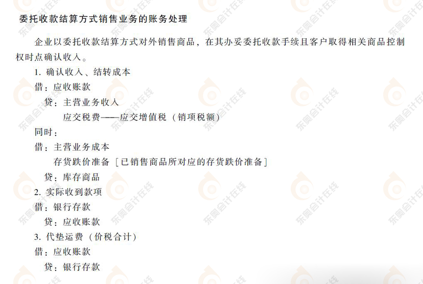 初級會計委托收款方式銷售業務的賬務處理