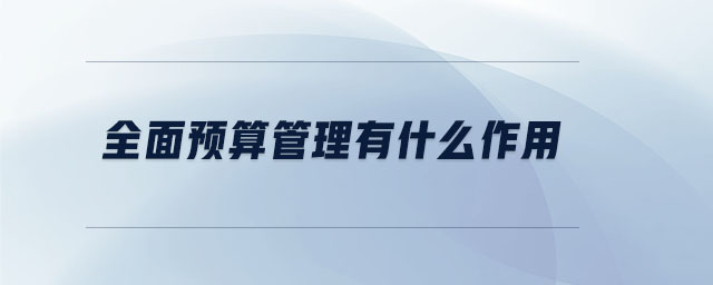 全面預算管理有什么作用