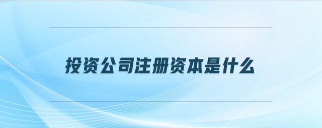 投資公司注冊(cè)資本是什么