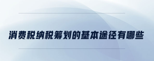 消費(fèi)稅納稅籌劃的基本途徑有哪些