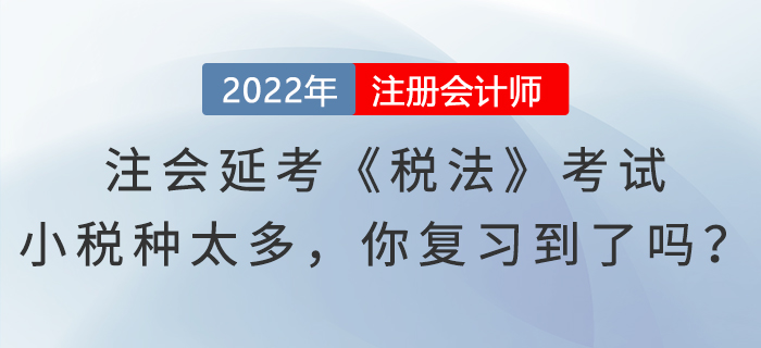 2022年注會延考《稅法》考試，“小稅種”太多，你都復習到了嗎？