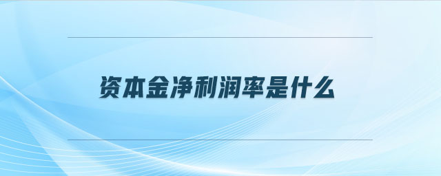 資本金凈利潤率是什么