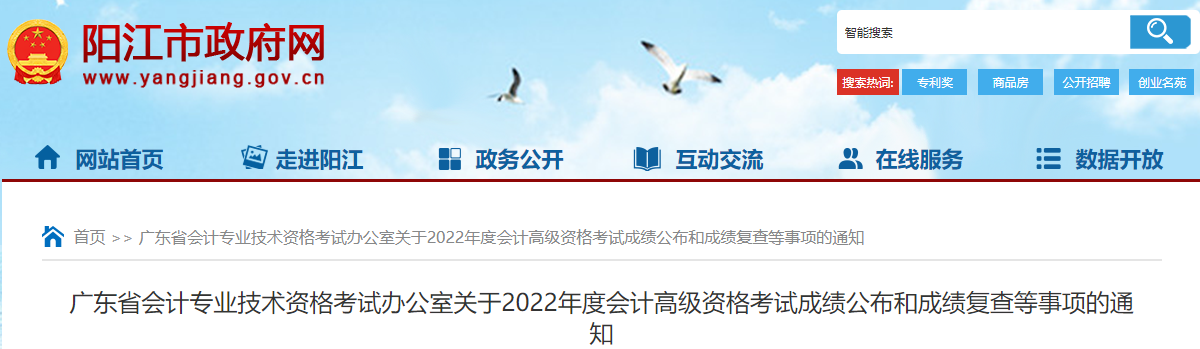 廣東省陽江市2022年高級(jí)會(huì)計(jì)考試成績復(fù)查通知