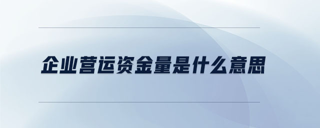 企業營運資金量是什么意思