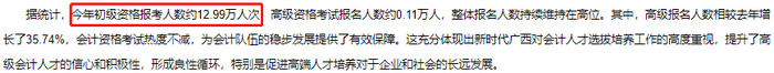 廣西初級會計報名人數