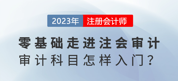 零基礎(chǔ)走進注會審計！《審計》科目怎樣入門？