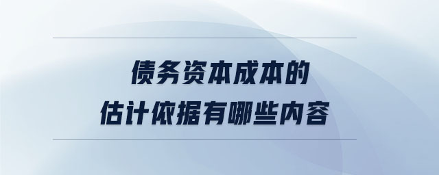 債務資本成本的估計依據有哪些內容