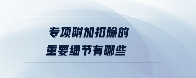 專項附加扣除的重要細節有哪些