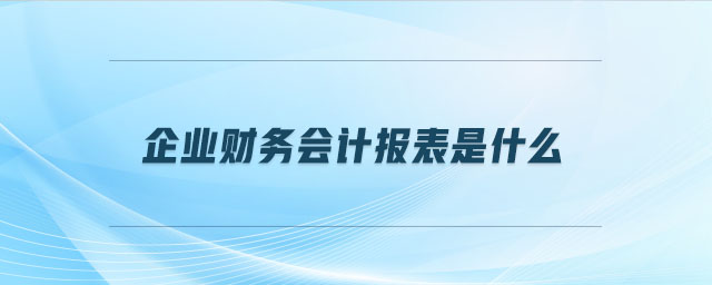 企業(yè)財務會計報表是什么