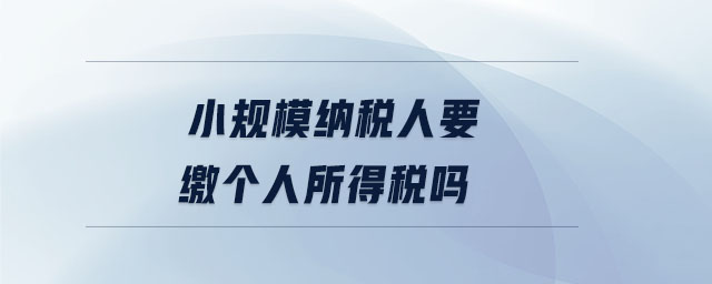 小規模納稅人要繳個人所得稅嗎