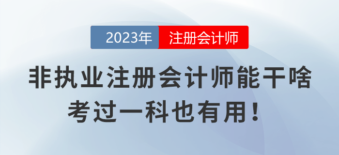 非執(zhí)業(yè)注冊會(huì)計(jì)師都能干些啥？考過一科也有用！