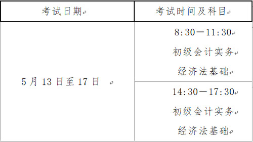 山西初級考試時間