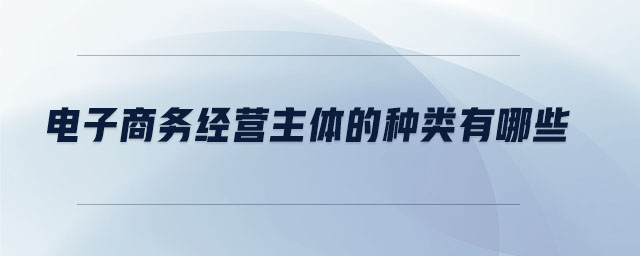 電子商務經營主體的種類有哪些