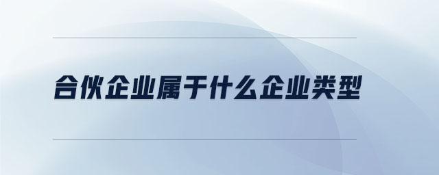 合伙企業屬于什么企業類型