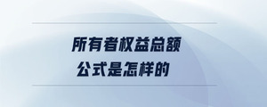 所有者權益總額公式是怎樣的
