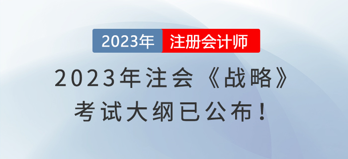 2023年注會《戰略》考試大綱已公布！速覽！