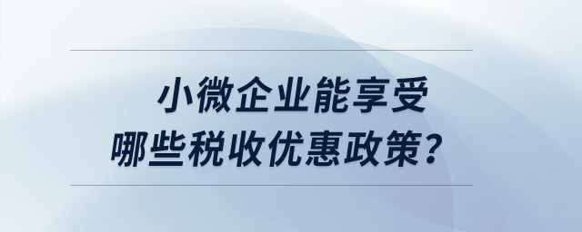 小微企業(yè)能享受哪些稅收優(yōu)惠政策？