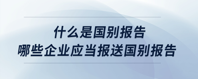 什么是國別報告？哪些企業應當報送國別報告？