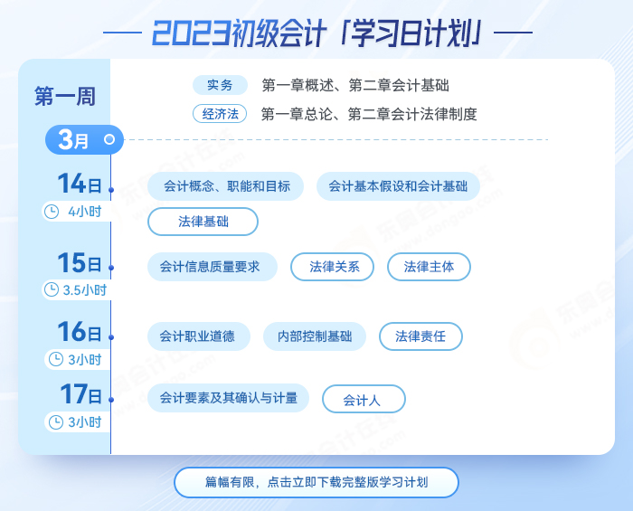 初級會計學習日計劃