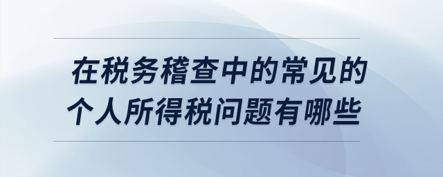 在稅務稽查中的常見的個人所得稅問題有哪些？
