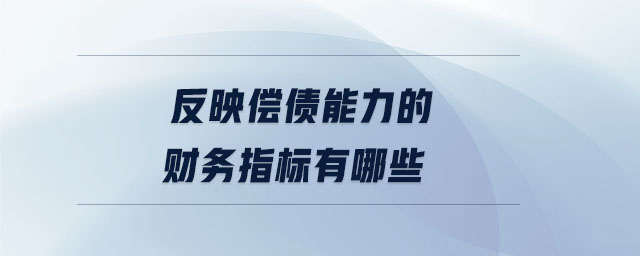 反映償債能力的財務指標有哪些