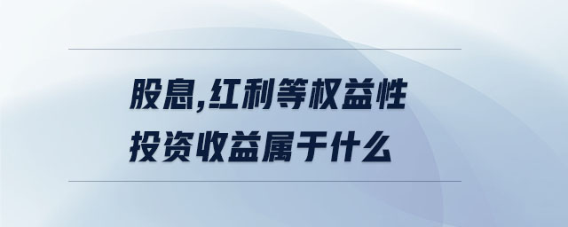 股息,紅利等權益性投資收益屬于什么