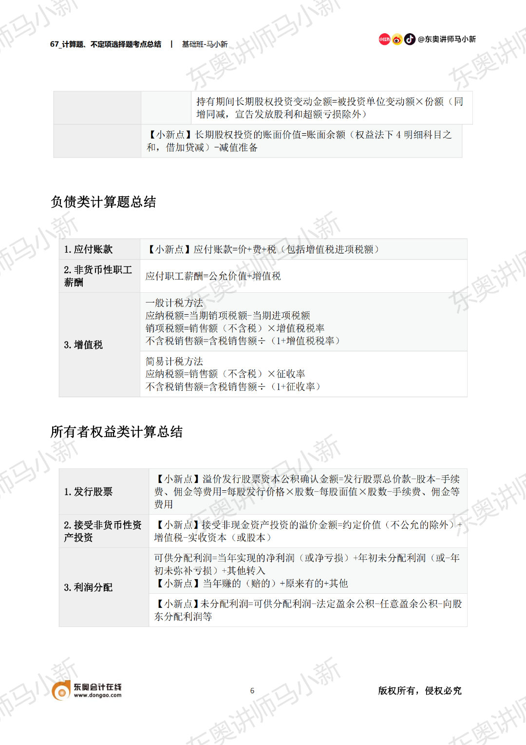 初級會計負債類計算題考點總結
