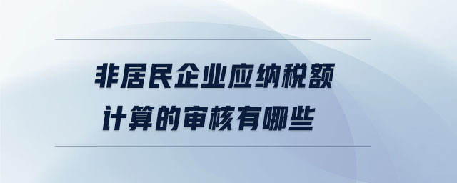 非居民企業(yè)應納稅額計算的審核有哪些