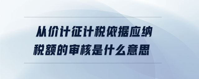 從價計征計稅依據應納稅額的審核是什么意思