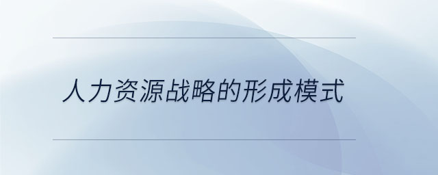 人力資源戰略的形成模式