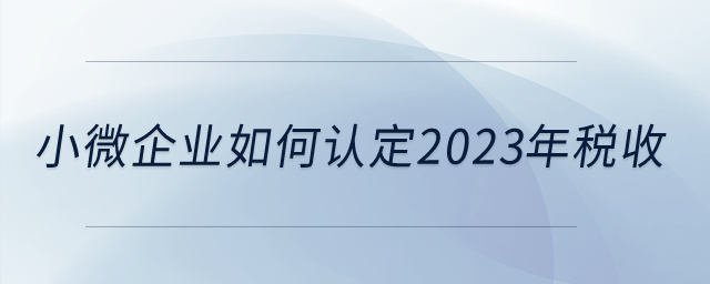 小微企業(yè)如何認定2023年稅收？