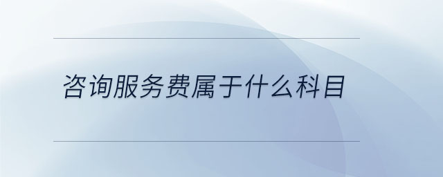 咨詢服務費屬于什么科目
