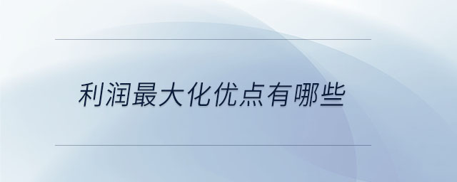 利潤最大化優(yōu)點有哪些