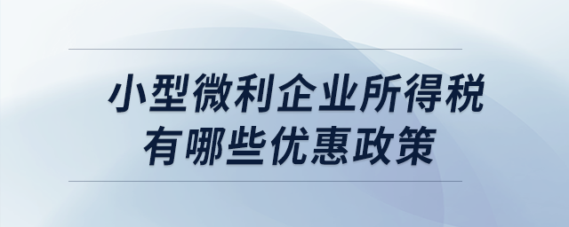 小型微利企業(yè)所得稅有哪些優(yōu)惠政策？
