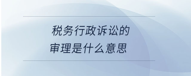 稅務行政訴訟的審理是什么意思