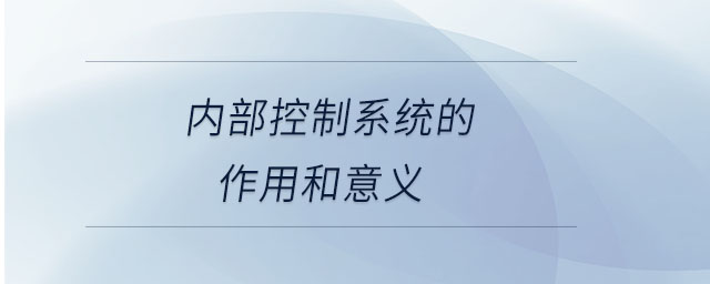 內部控制系統的作用和意義