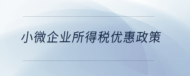 小微企業所得稅優惠政策？