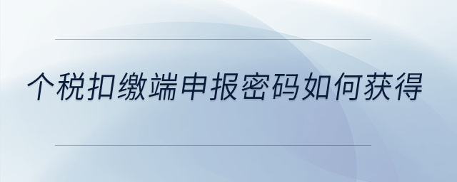 個稅扣繳端申報密碼如何獲得？