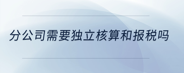 分公司需要獨立核算和報稅嗎？
