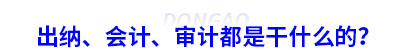 初級會計：出納、會計、審計都是干什么的？