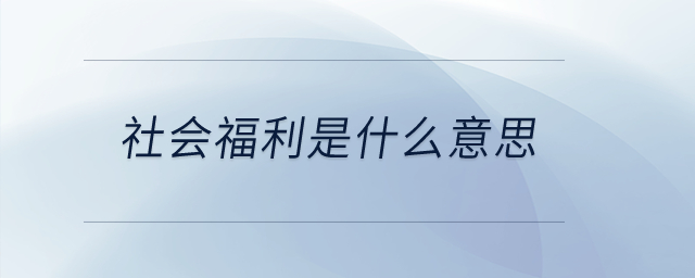 社會福利是什么意思？