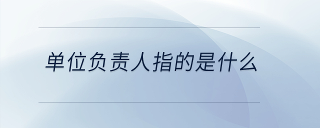 單位負責人指的是什么？