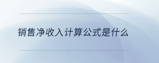 銷售凈收入計算公式是什么