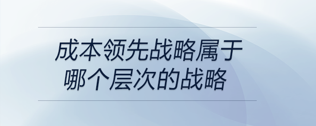 成本領先戰略屬于哪個層次的戰略