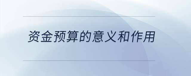 資金預算的意義和作用？