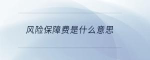 風(fēng)險保障費是什么意思