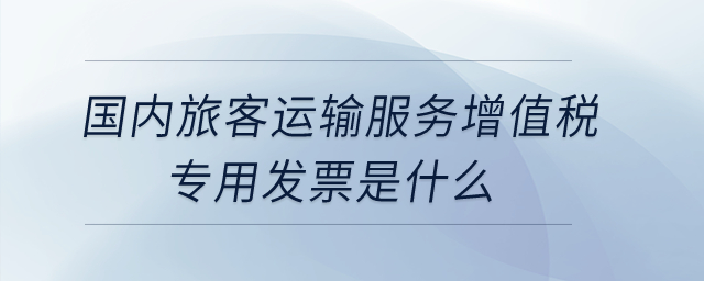 國內旅客運輸服務增值稅專用發票是什么？